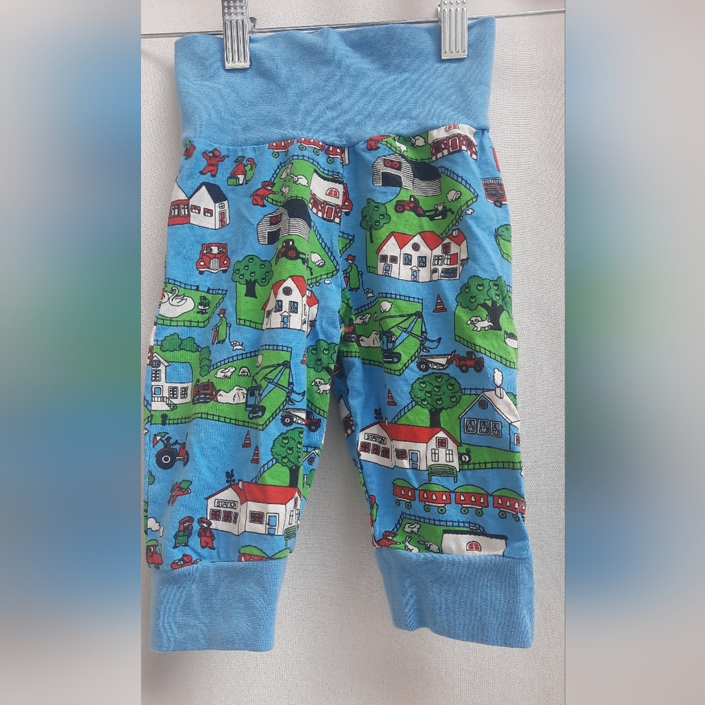 Smafolk 6-9 Months (74) Farm Country Scene Tractor Pants Organic Cotton